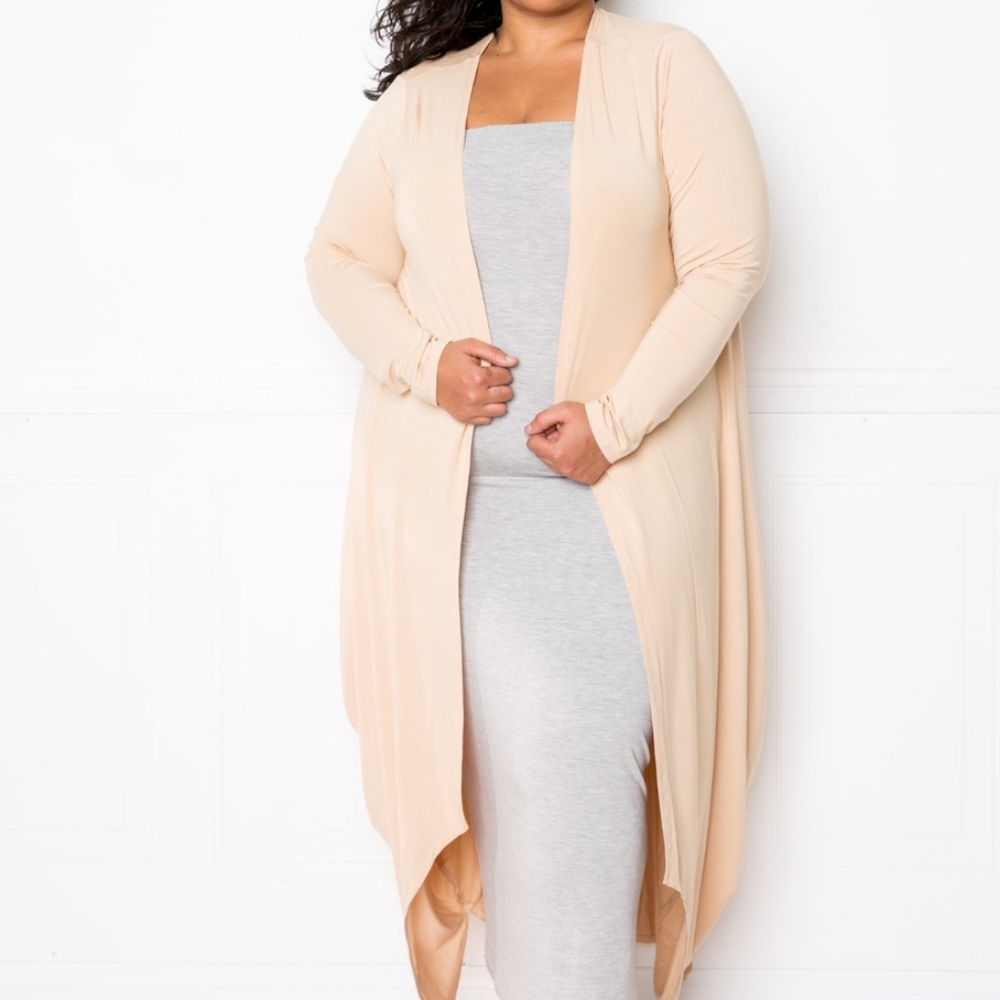 MODAL BUBBLED HEM WATERFALL CARDIGAN
